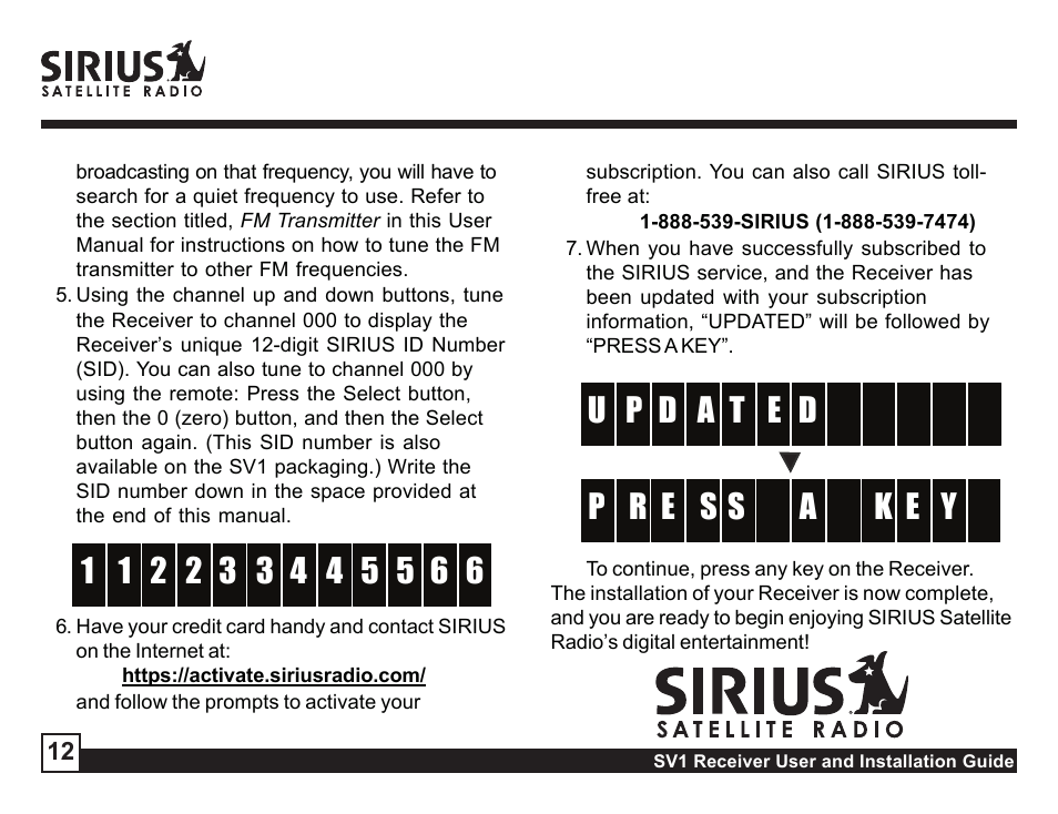 Sirius Satellite Radio SV1 User Manual | Page 12 / 32