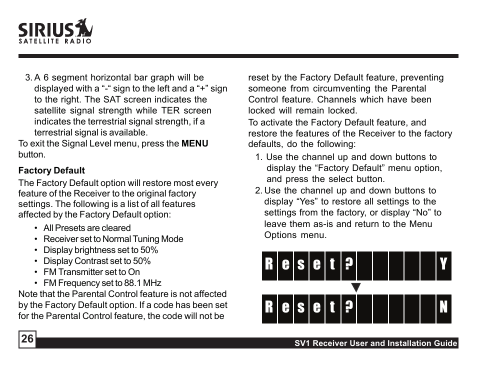 Sirius Satellite Radio SV1 User Manual | Page 26 / 32