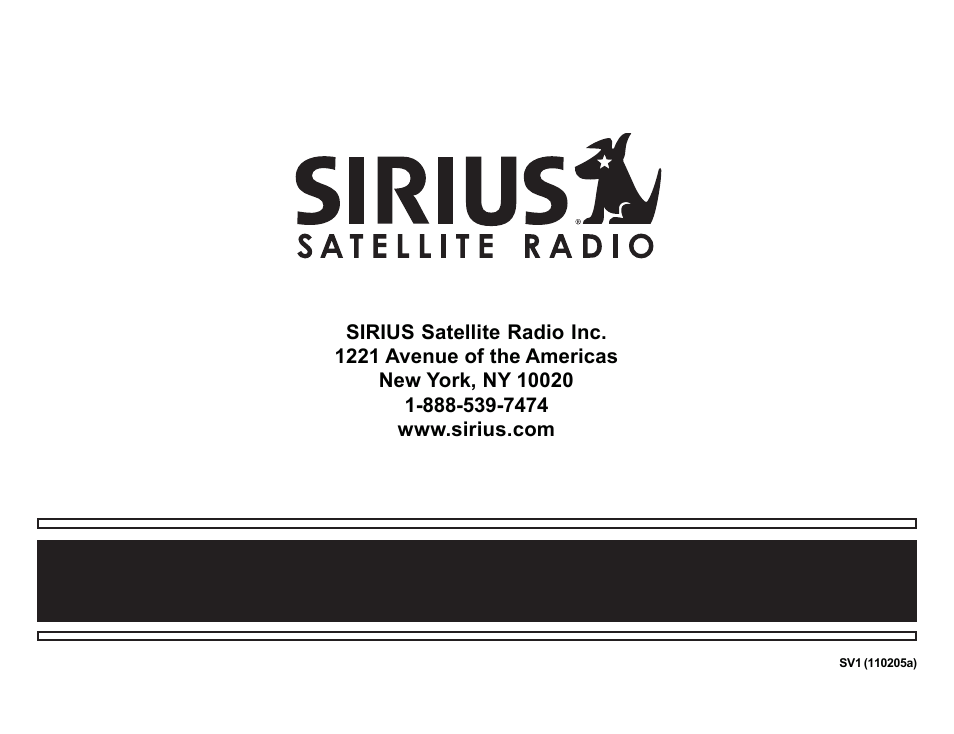 Sirius Satellite Radio SV1 User Manual | Page 32 / 32