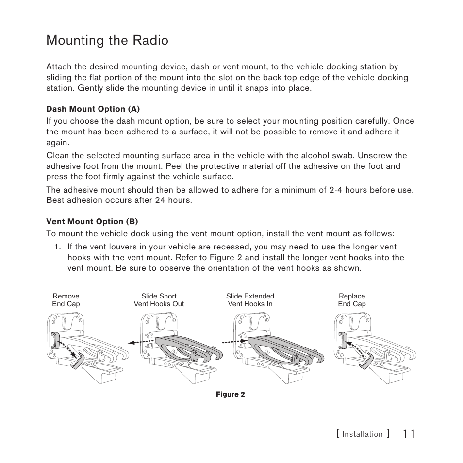 Mounting the radio | Sirius Satellite Radio SV3 User Manual | Page 13 / 48