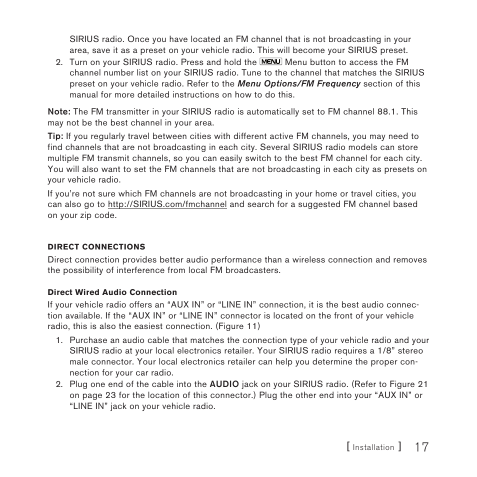 Sirius Satellite Radio SV3 User Manual | Page 19 / 48