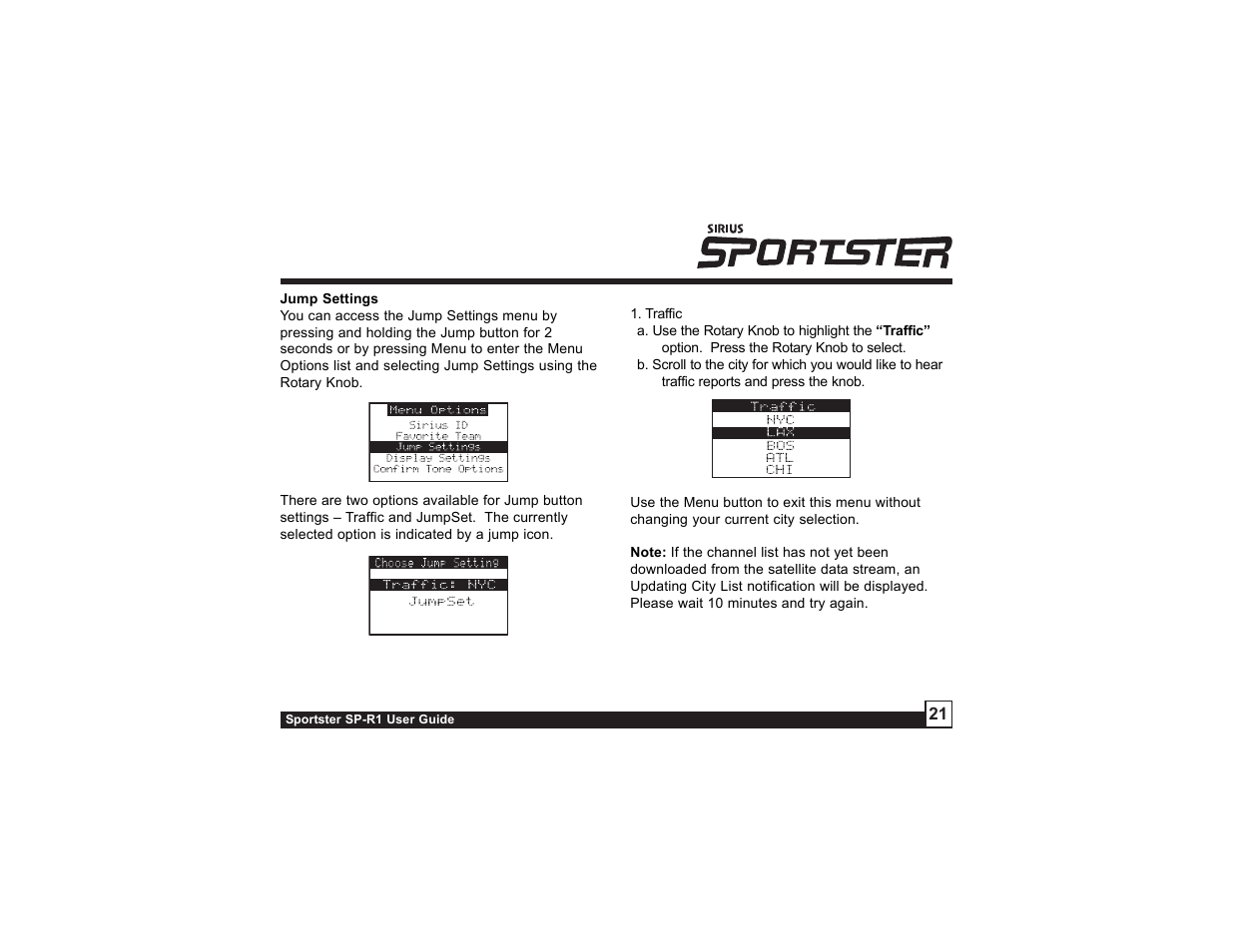 Sirius Satellite Radio SP-R1 User Manual | Page 21 / 38