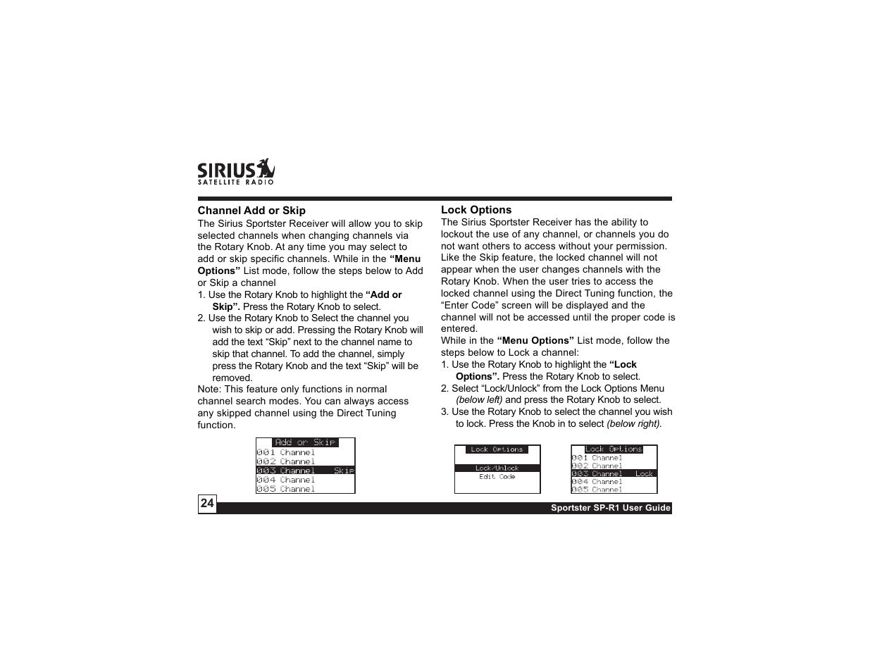 Sirius Satellite Radio SP-R1 User Manual | Page 24 / 38