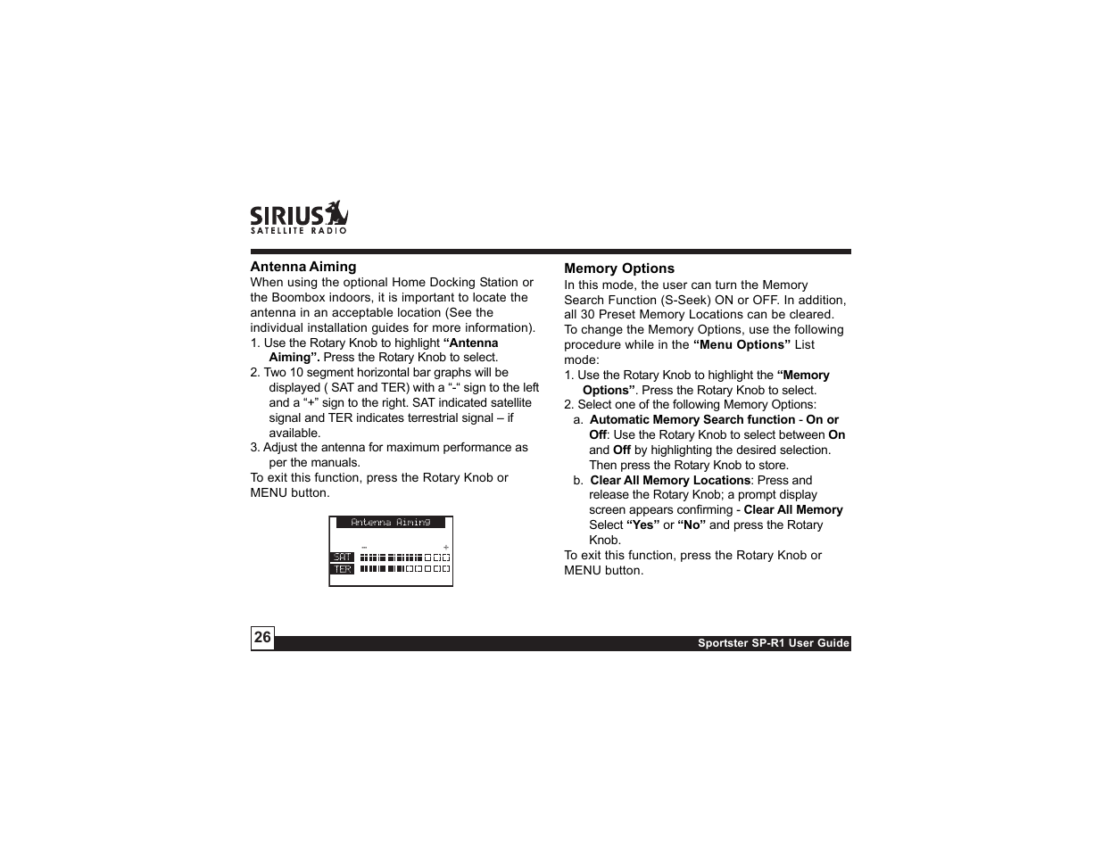 Sirius Satellite Radio SP-R1 User Manual | Page 26 / 38