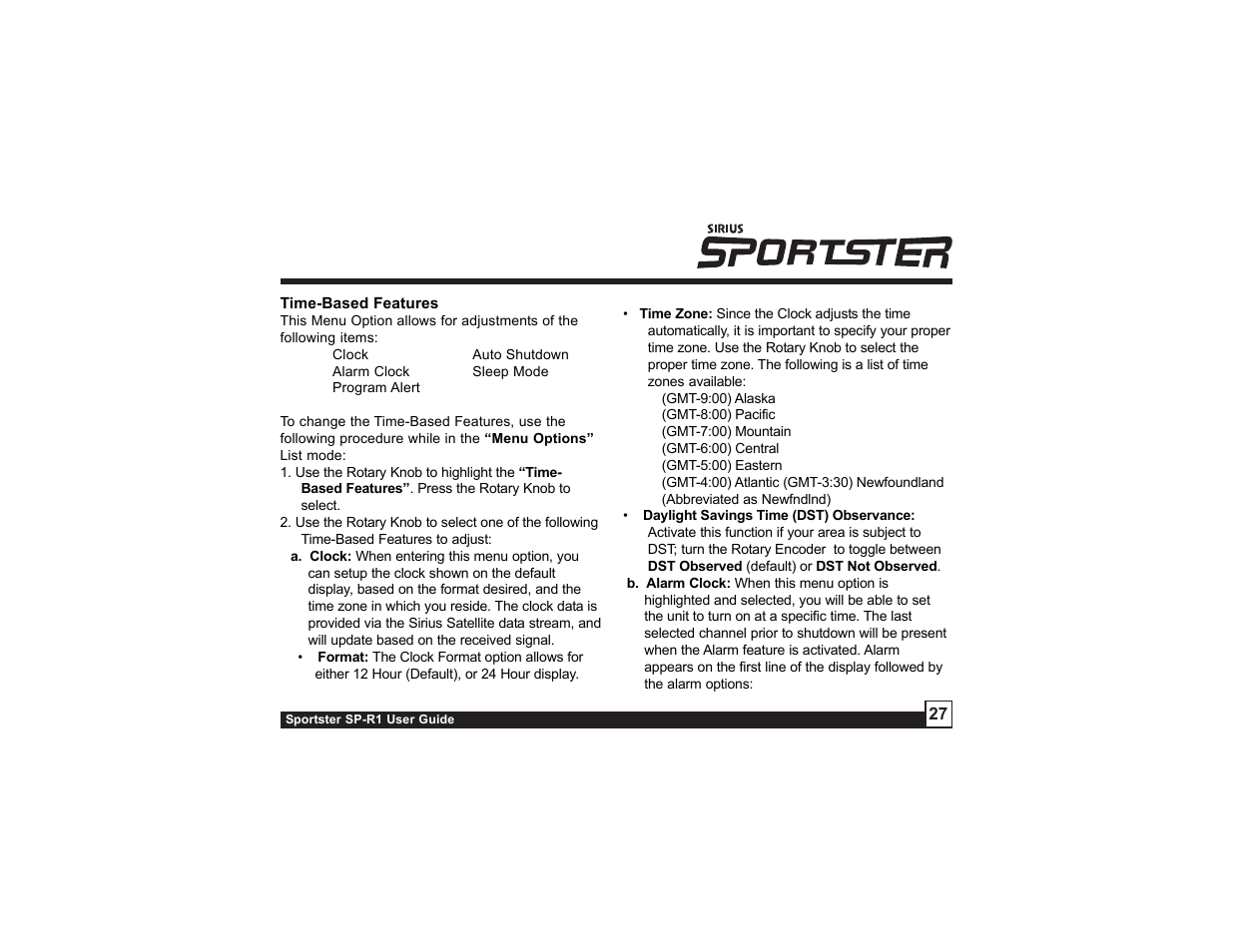 Sirius Satellite Radio SP-R1 User Manual | Page 27 / 38