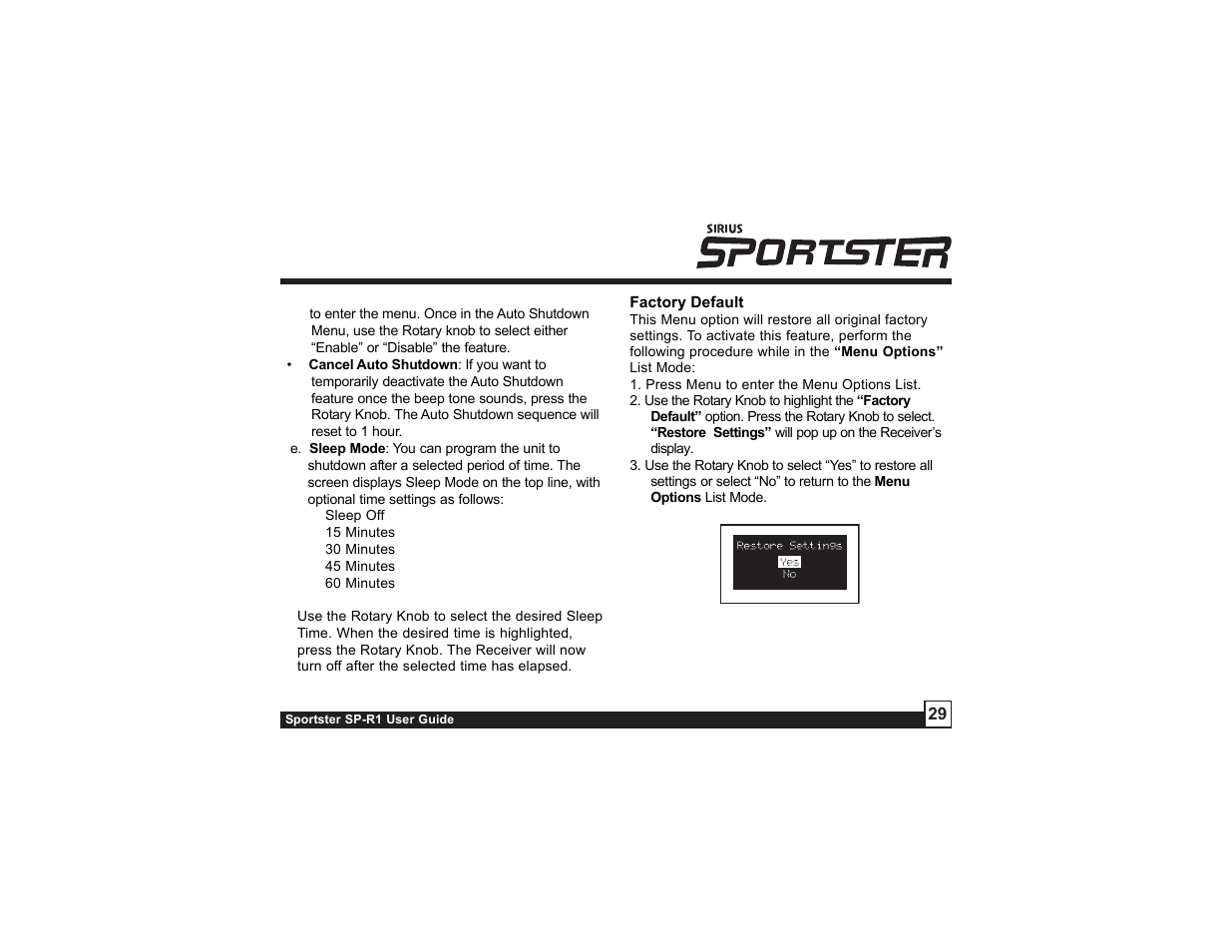 Sirius Satellite Radio SP-R1 User Manual | Page 29 / 38