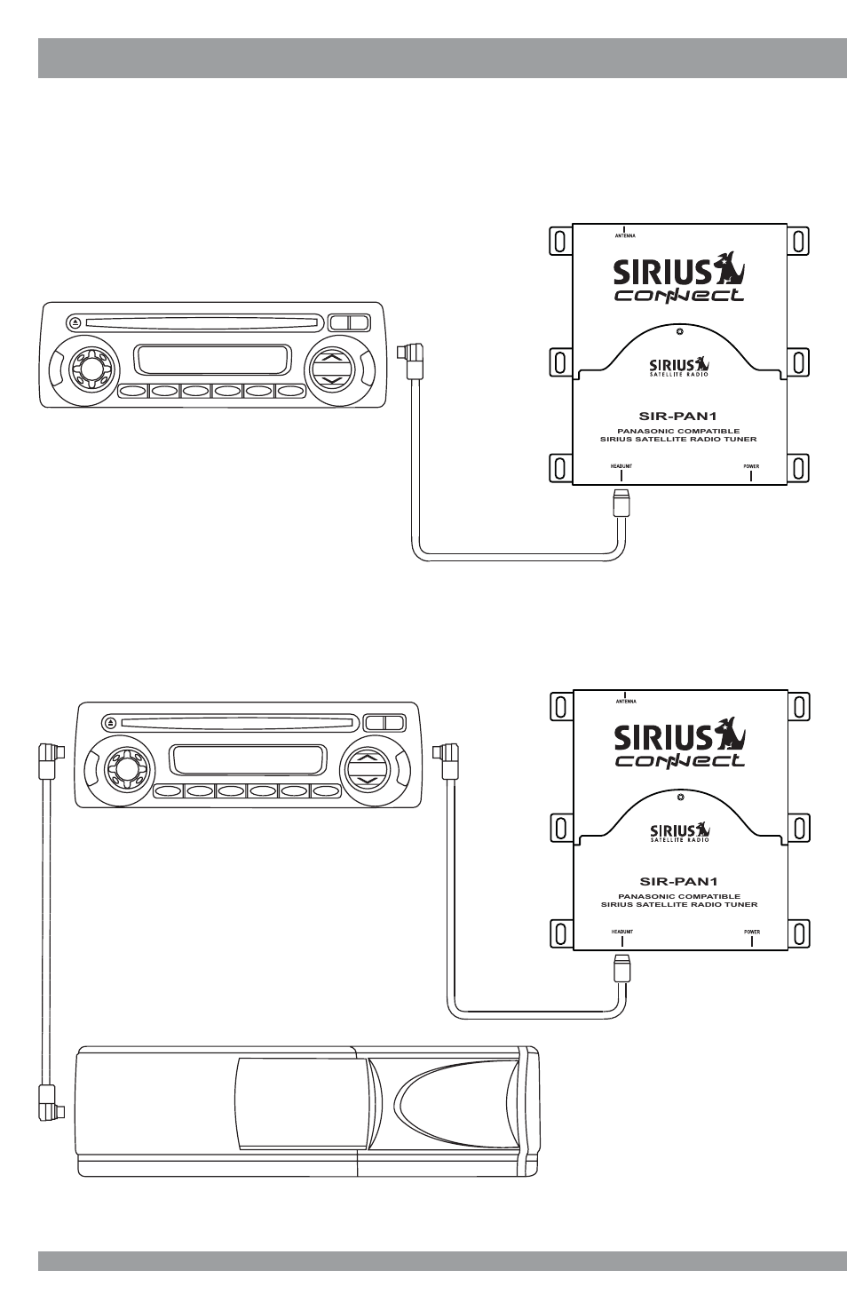 System connection examples, System 1: panasonic headunit and sir-pan1 | Sirius Satellite Radio SIR-PAN1 User Manual | Page 10 / 14