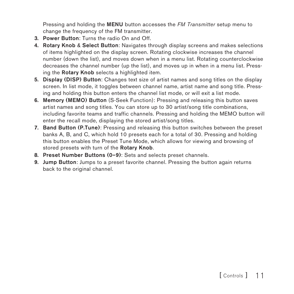 Sirius Satellite Radio SP3 User Manual | Page 13 / 58