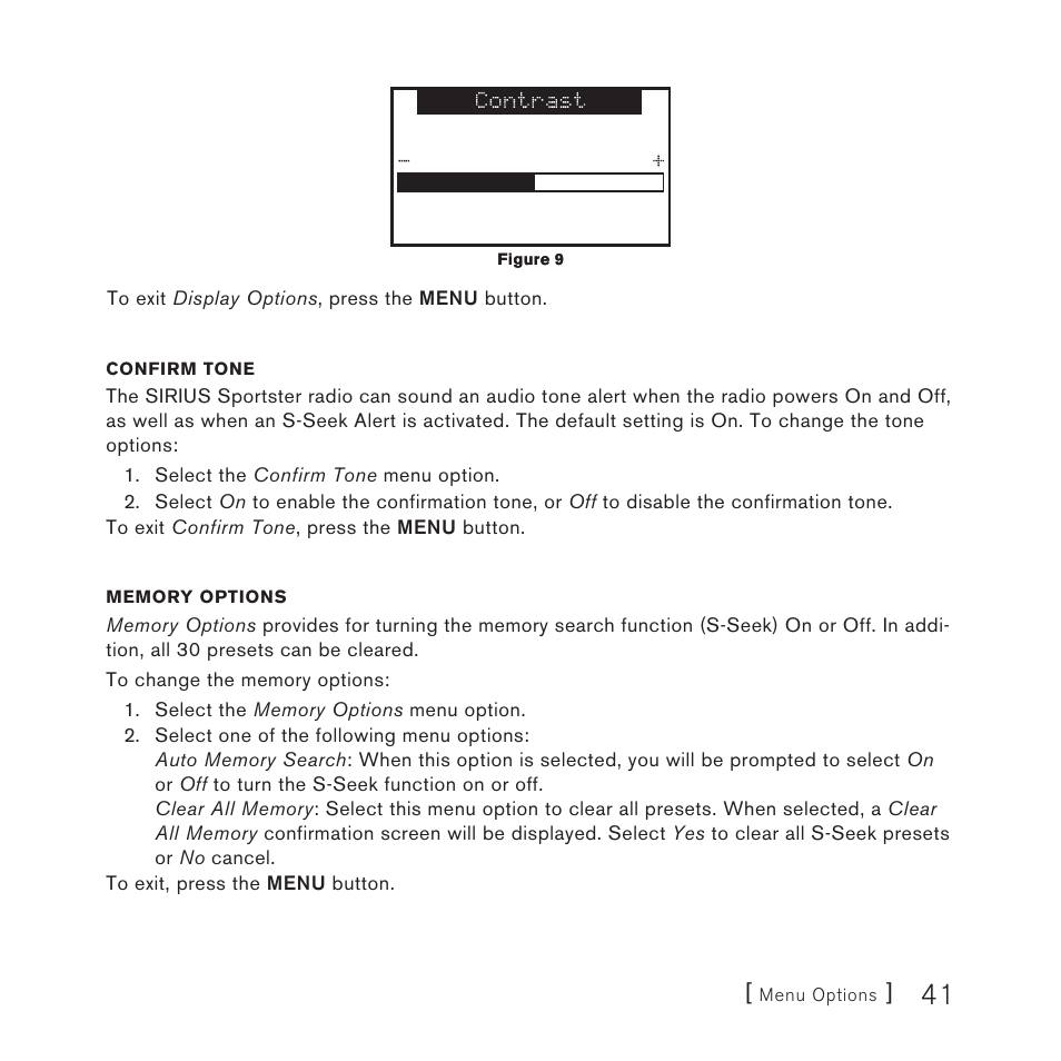 Settings | Sirius Satellite Radio SP3 User Manual | Page 41 / 58