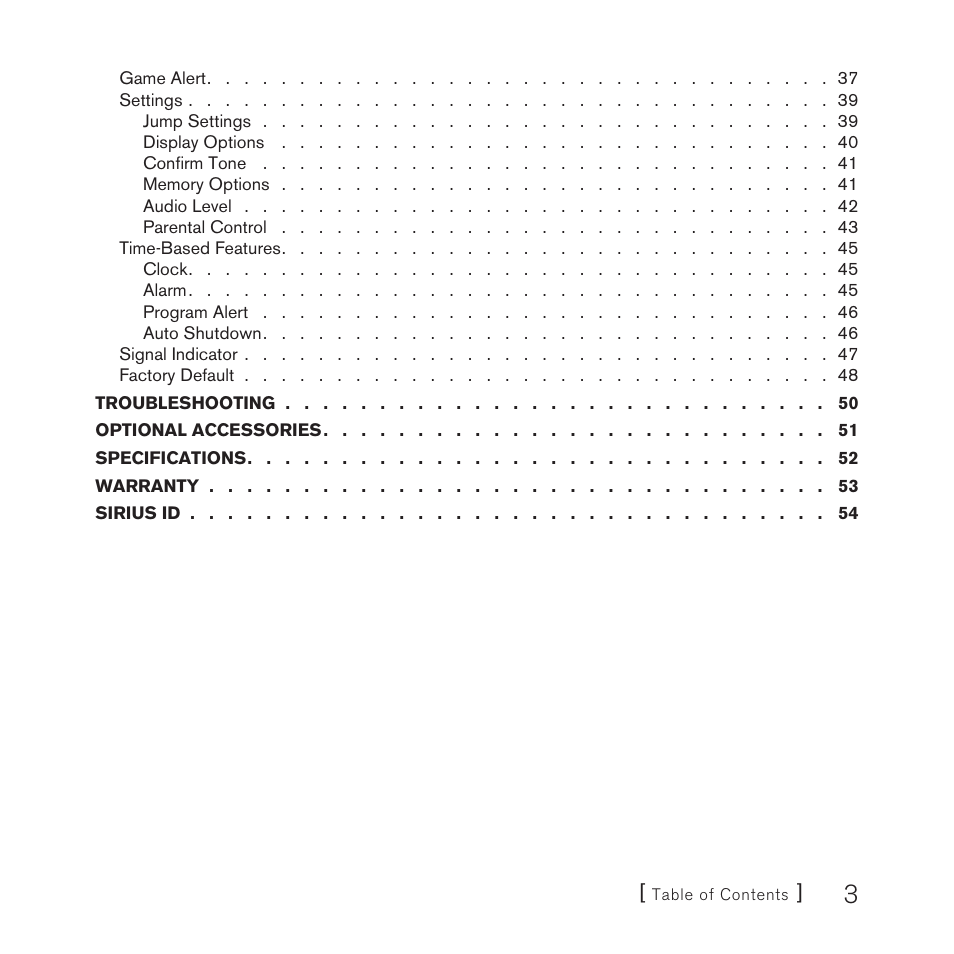 Sirius Satellite Radio SP3 User Manual | Page 5 / 58