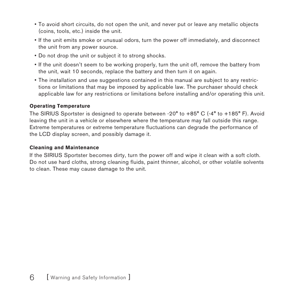 Sirius Satellite Radio SP3 User Manual | Page 8 / 58