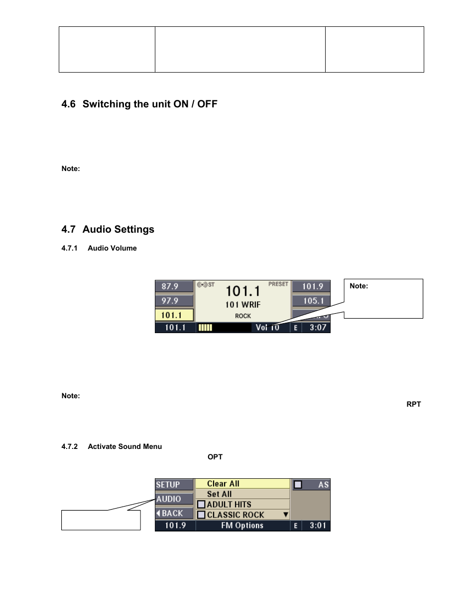 6 switching the unit on / off, 7 audio settings | Sirius Satellite Radio Chrysler Radio Navigation System RB4 User Manual | Page 15 / 86