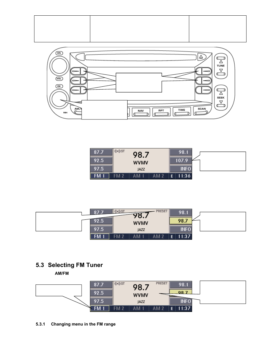 3 selecting fm tuner | Sirius Satellite Radio Chrysler Radio Navigation System RB4 User Manual | Page 23 / 86