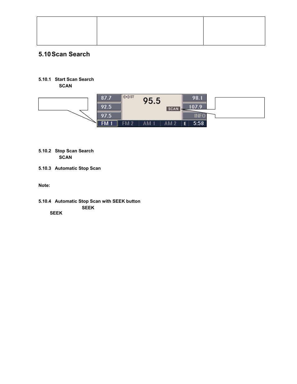 10 scan search | Sirius Satellite Radio Chrysler Radio Navigation System RB4 User Manual | Page 33 / 86