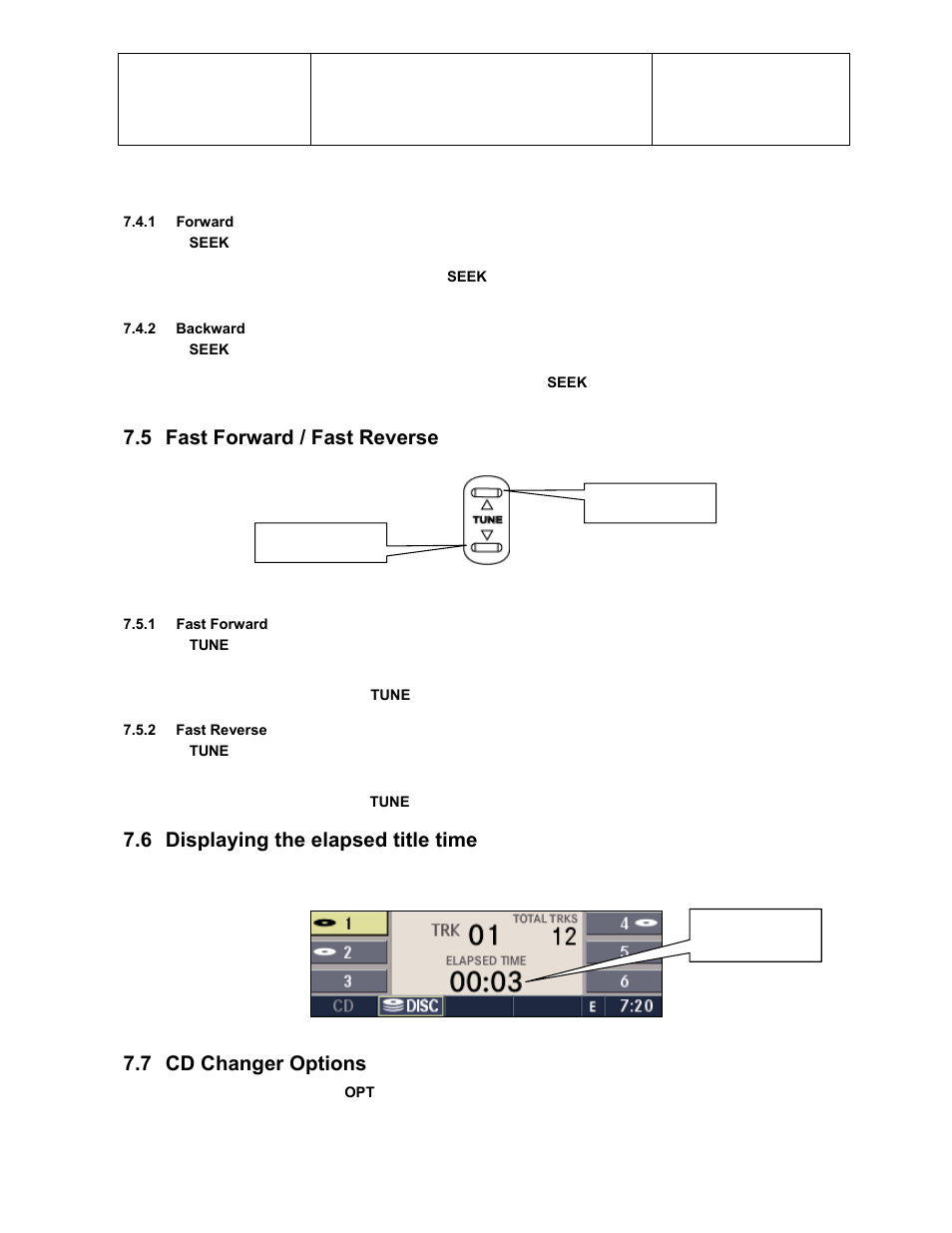5 fast forward / fast reverse, 6 displaying the elapsed title time, 7 cd changer options | Sirius Satellite Radio Chrysler Radio Navigation System RB4 User Manual | Page 40 / 86