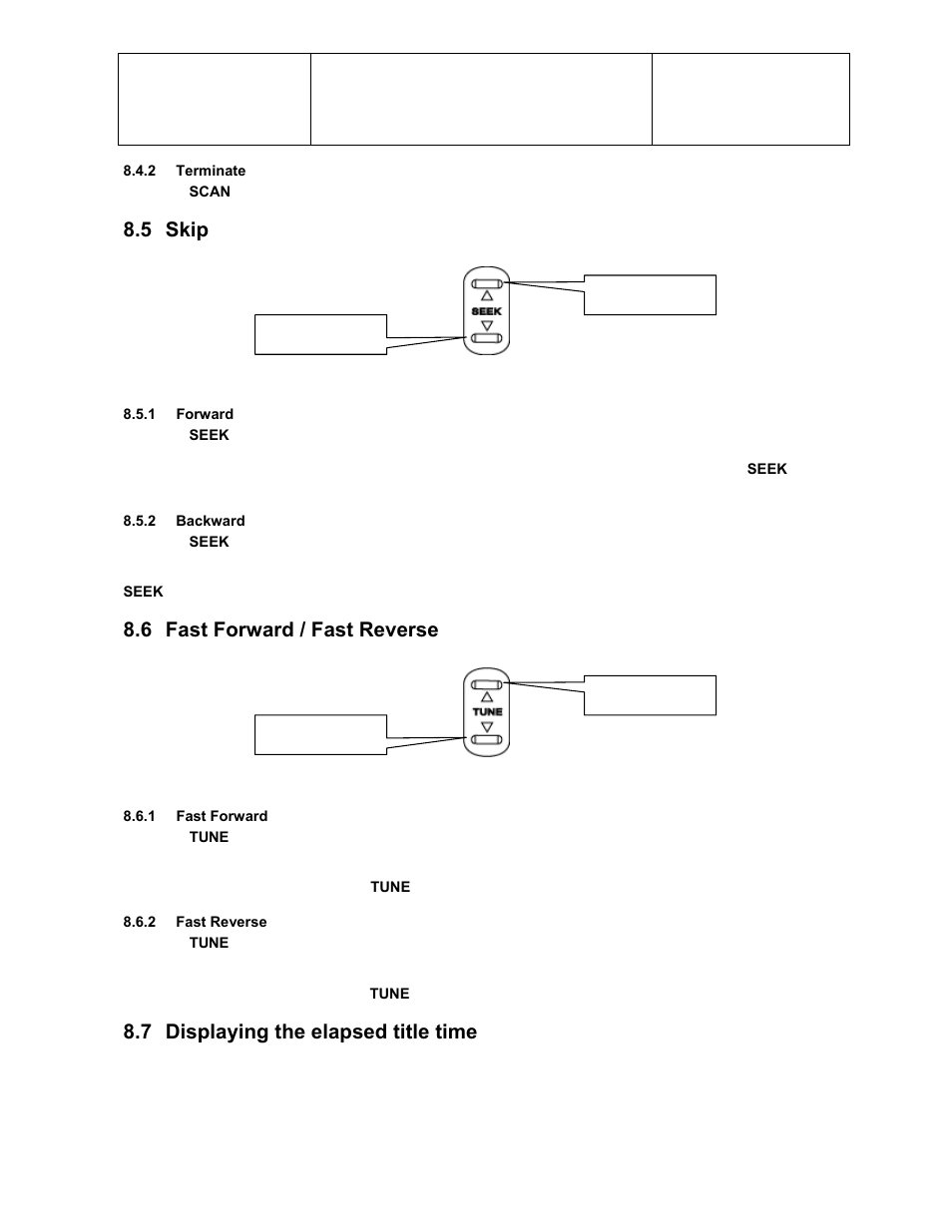 5 skip, 6 fast forward / fast reverse, 7 displaying the elapsed title time | Sirius Satellite Radio Chrysler Radio Navigation System RB4 User Manual | Page 43 / 86