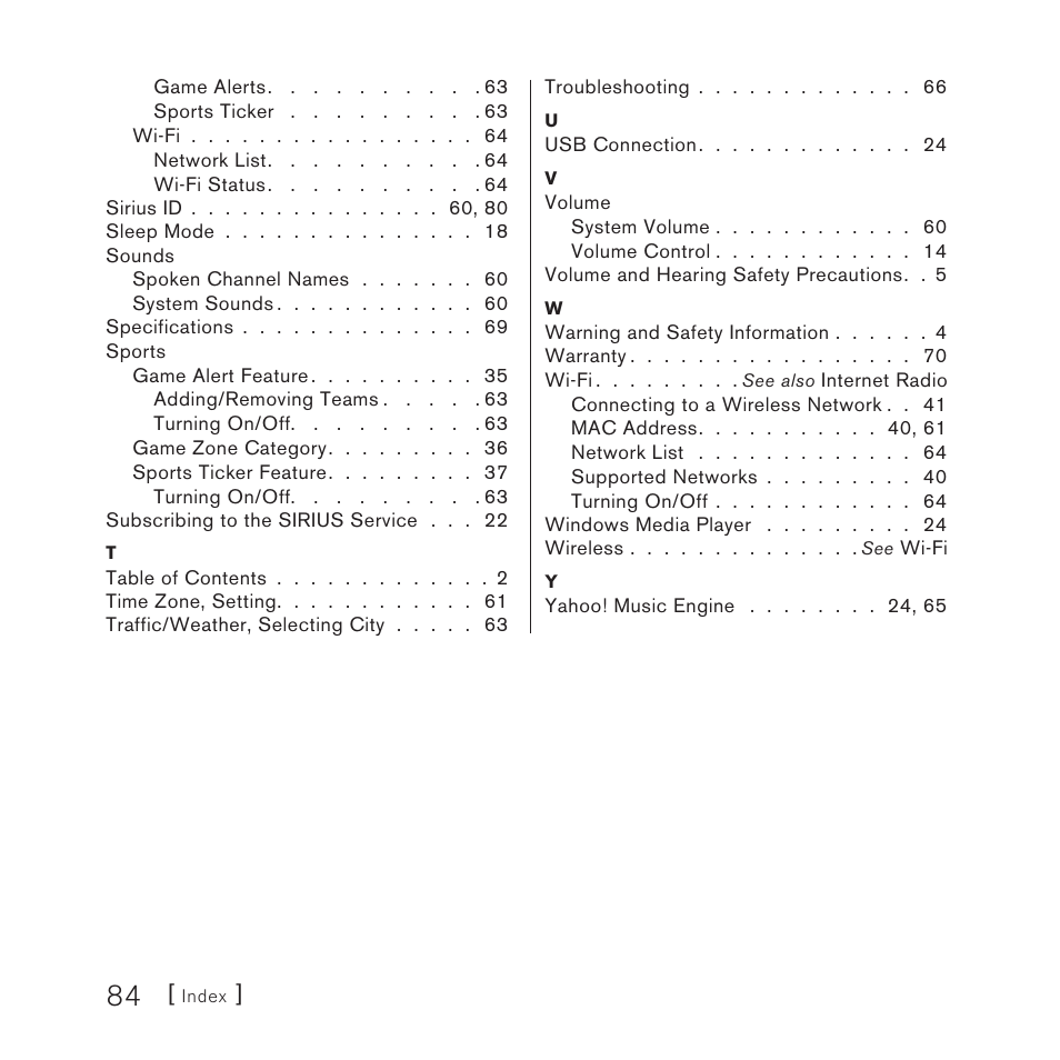 Sirius Satellite Radio SlV1 User Manual | Page 86 / 88