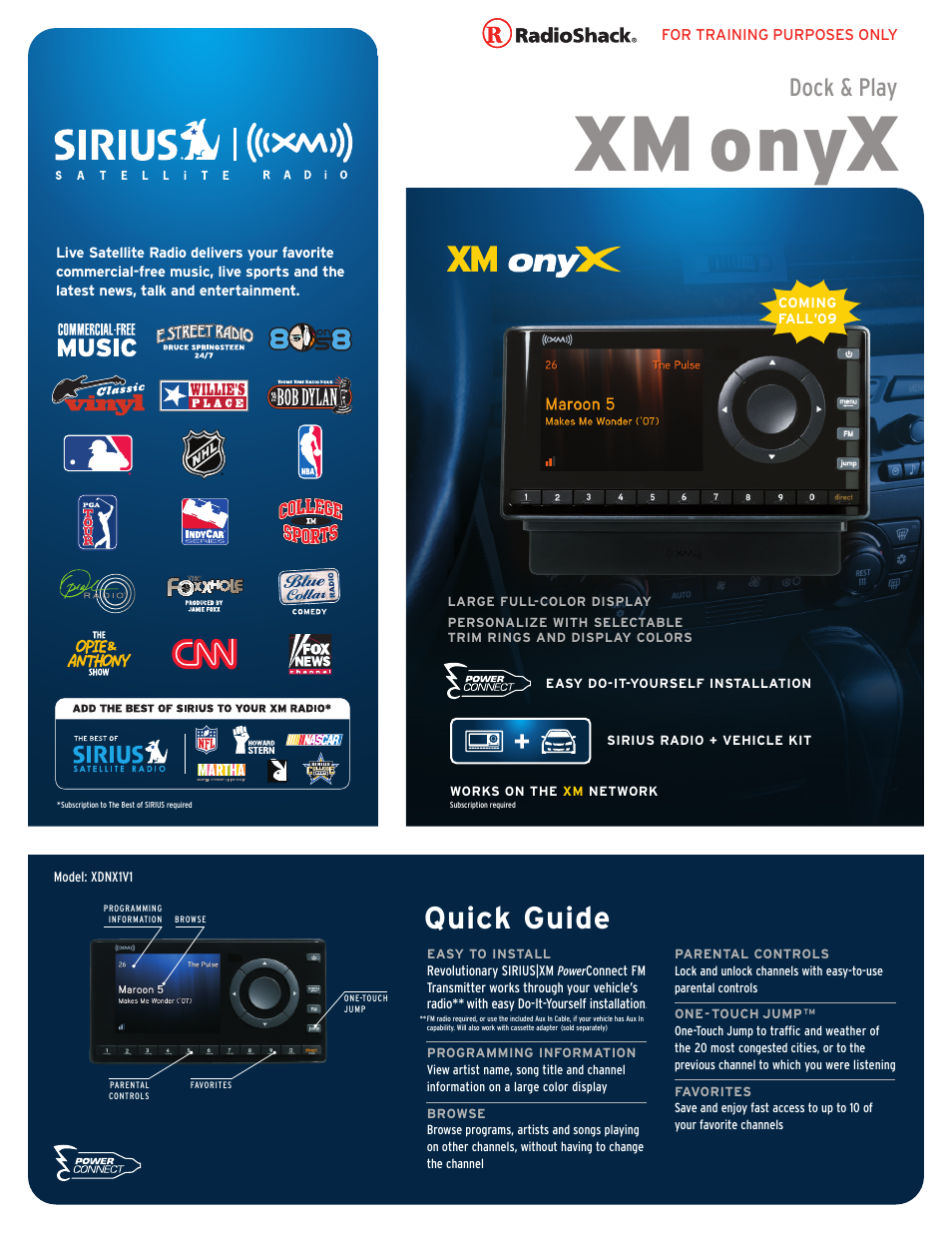 Sirius Satellite Radio XDNX1V1 User Manual | 2 pages