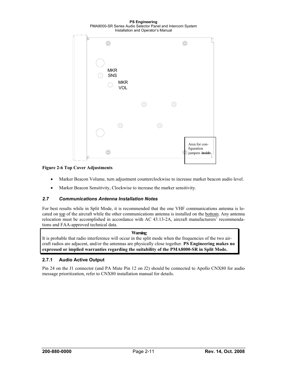 PS Engineering PMA8000-SR with Built-In SIRIUS Satellite Radio User Manual | Page 19 / 39