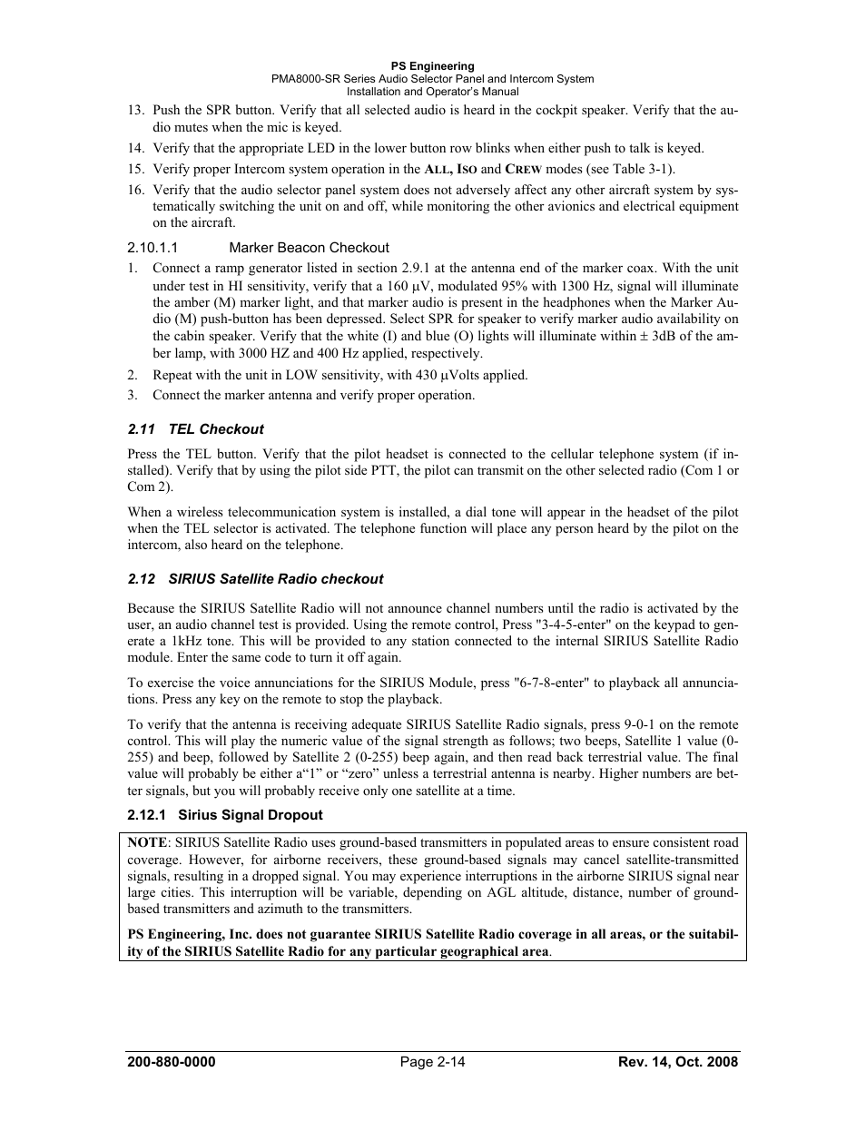 PS Engineering PMA8000-SR with Built-In SIRIUS Satellite Radio User Manual | Page 22 / 39