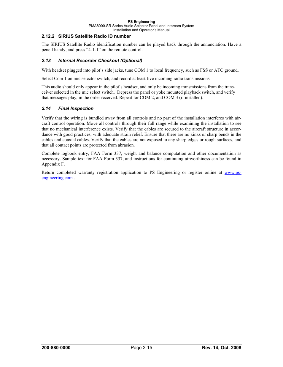 PS Engineering PMA8000-SR with Built-In SIRIUS Satellite Radio User Manual | Page 23 / 39
