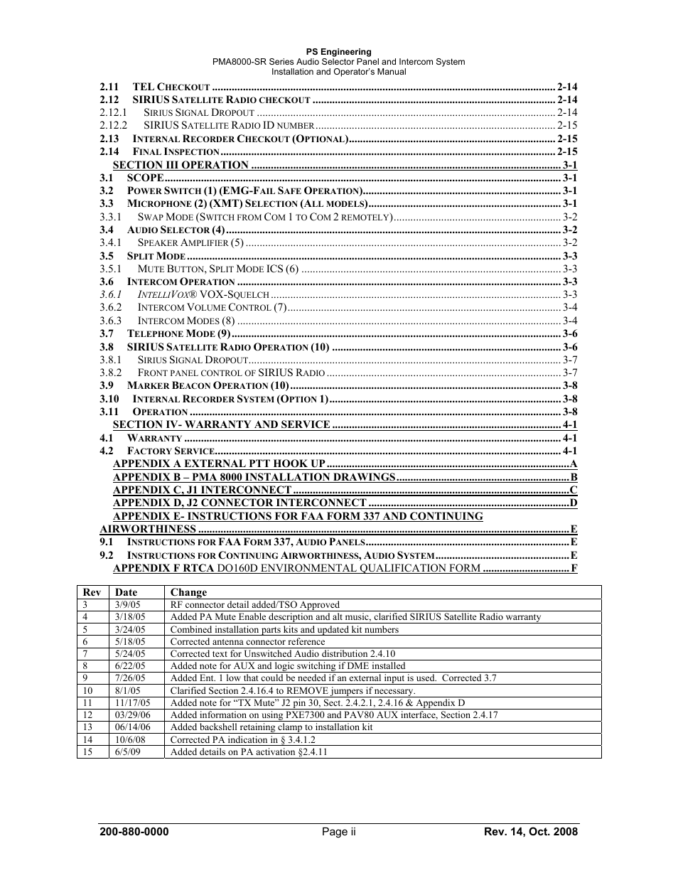PS Engineering PMA8000-SR with Built-In SIRIUS Satellite Radio User Manual | Page 3 / 39