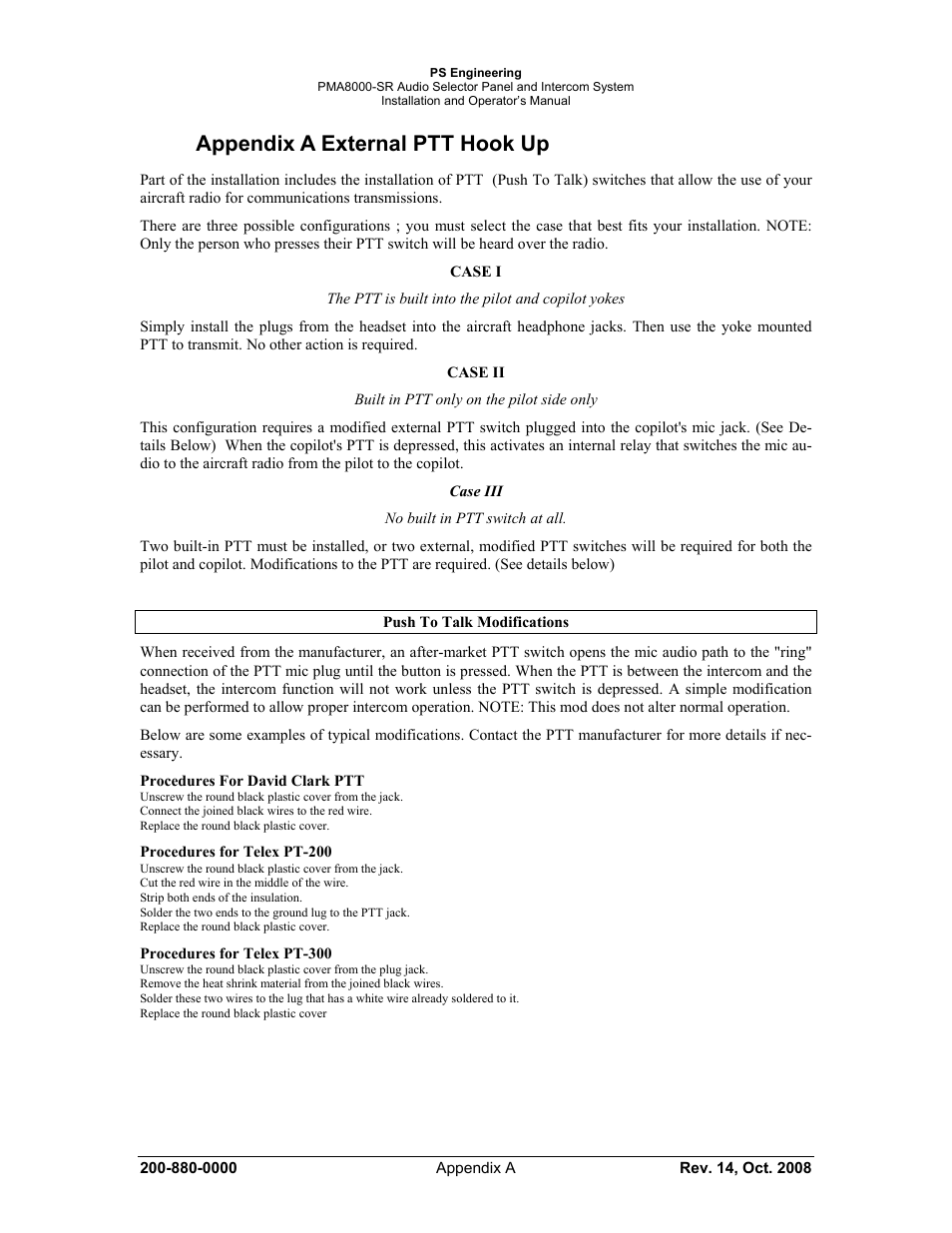 Appendix a external ptt hook up | PS Engineering PMA8000-SR with Built-In SIRIUS Satellite Radio User Manual | Page 33 / 39