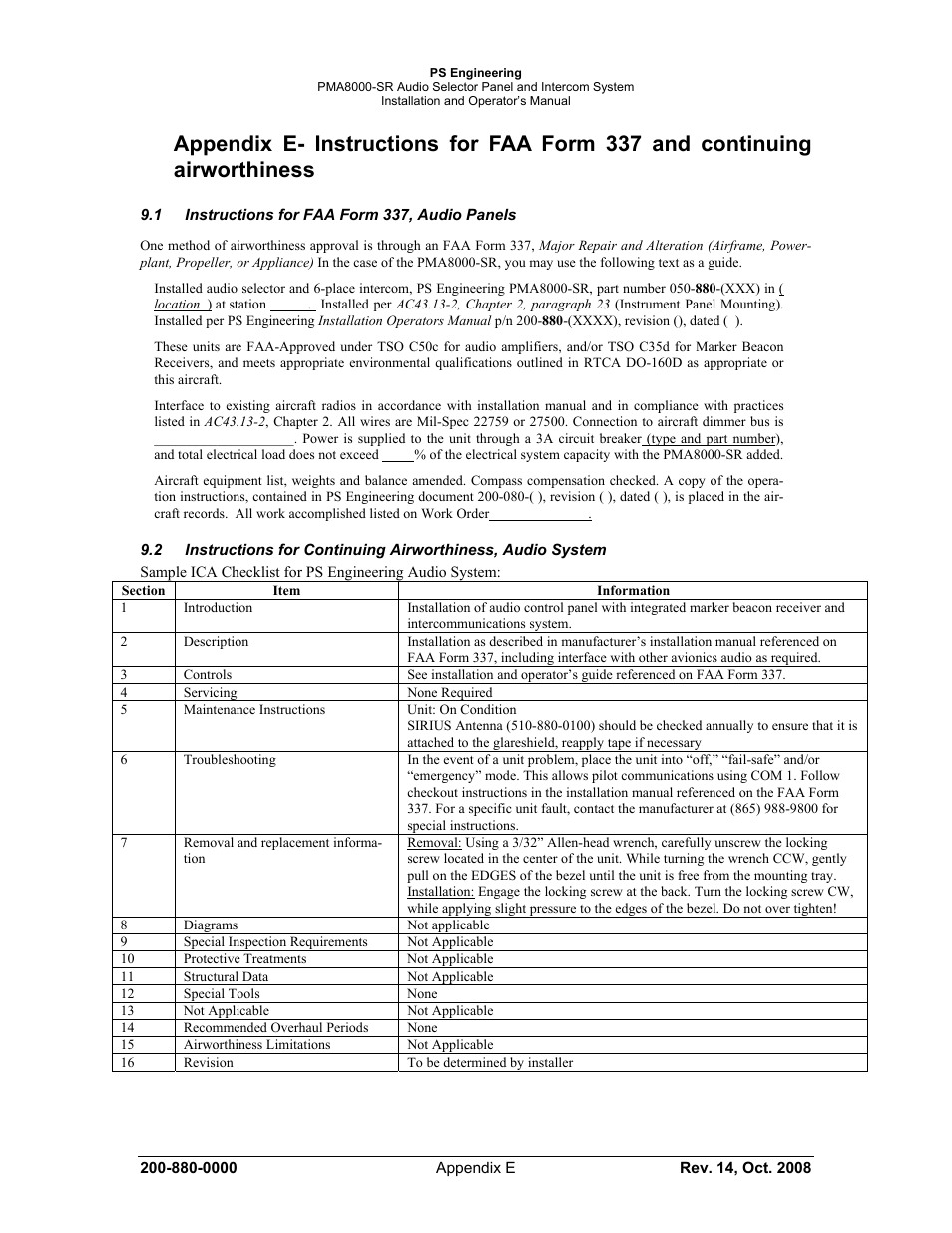 PS Engineering PMA8000-SR with Built-In SIRIUS Satellite Radio User Manual | Page 38 / 39