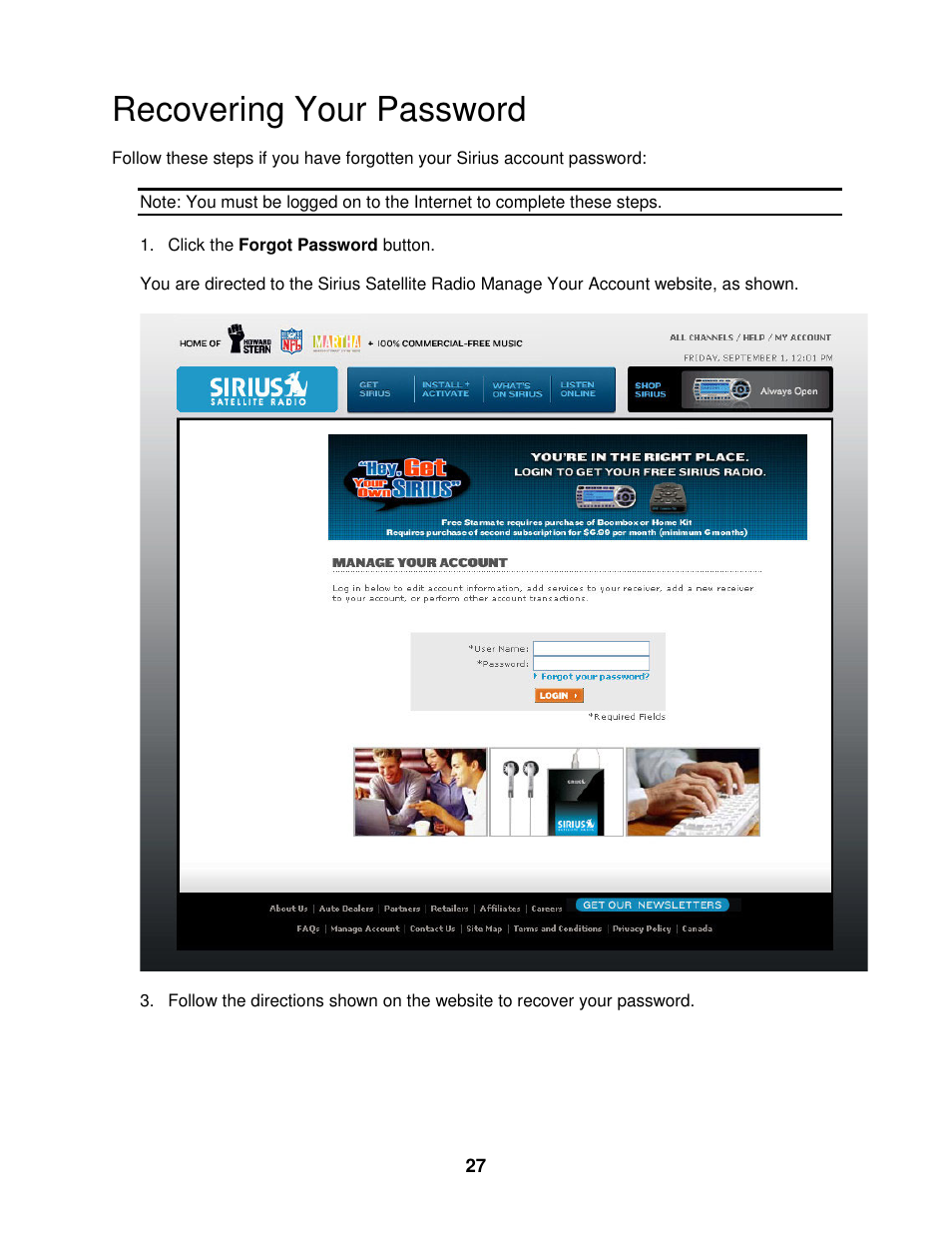 Recovering your password | Sirius Satellite Radio SIRIUS STILETTO 100 User Manual | Page 134 / 155