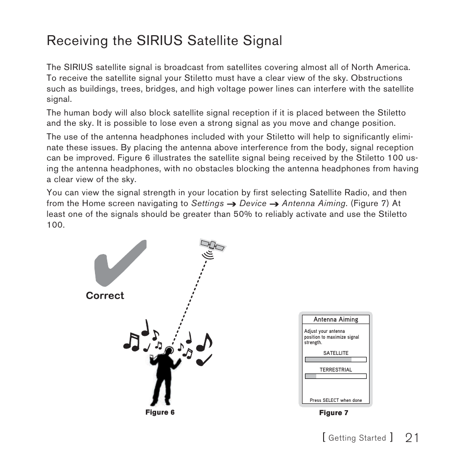 Receiving the sirius satellite signal | Sirius Satellite Radio SIRIUS STILETTO 100 User Manual | Page 21 / 155