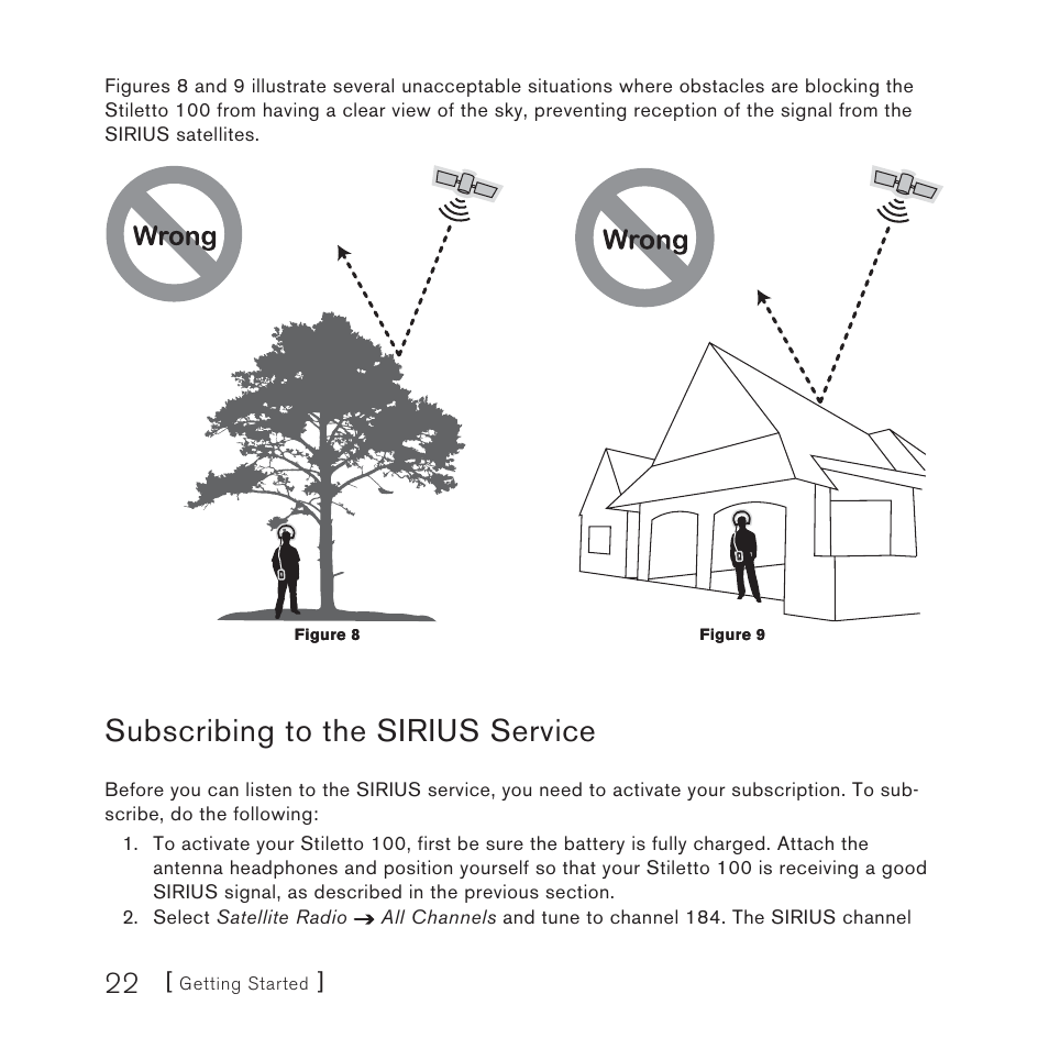 Subscribing to the sirius service | Sirius Satellite Radio SIRIUS STILETTO 100 User Manual | Page 22 / 155