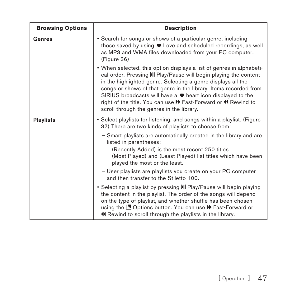 Sirius Satellite Radio SIRIUS STILETTO 100 User Manual | Page 47 / 155