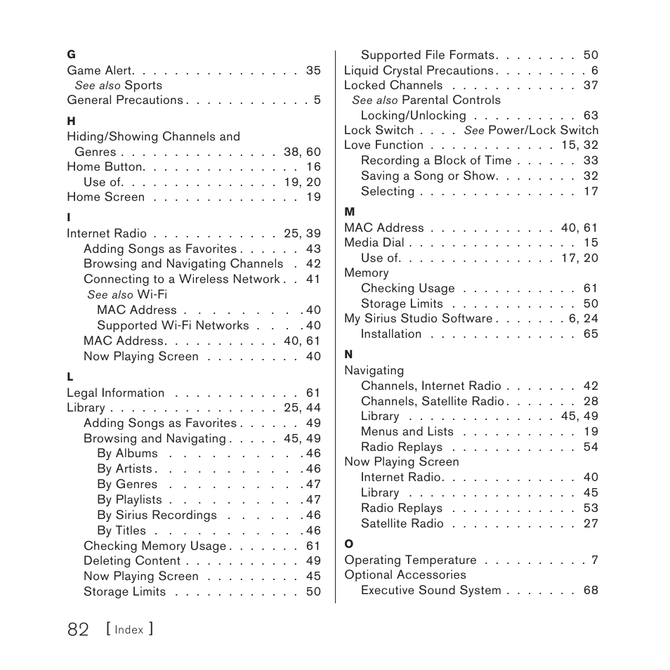Sirius Satellite Radio SIRIUS STILETTO 100 User Manual | Page 82 / 155