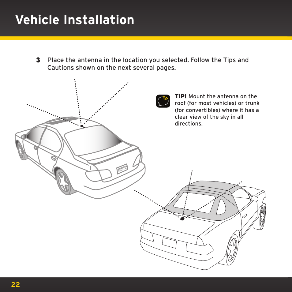 Vehicle installation | Sirius Satellite Radio TWILIGHT ISP2000 User Manual | Page 22 / 114