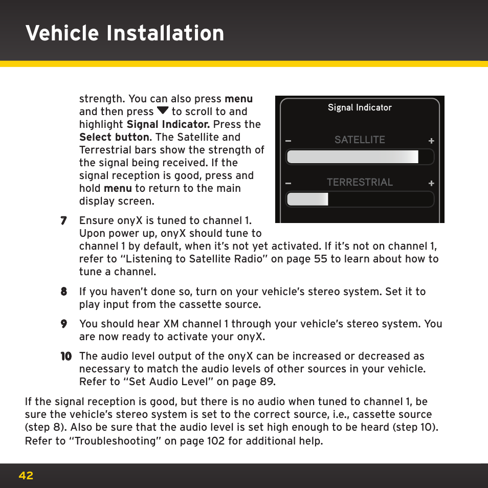 Vehicle installation | Sirius Satellite Radio TWILIGHT ISP2000 User Manual | Page 42 / 114