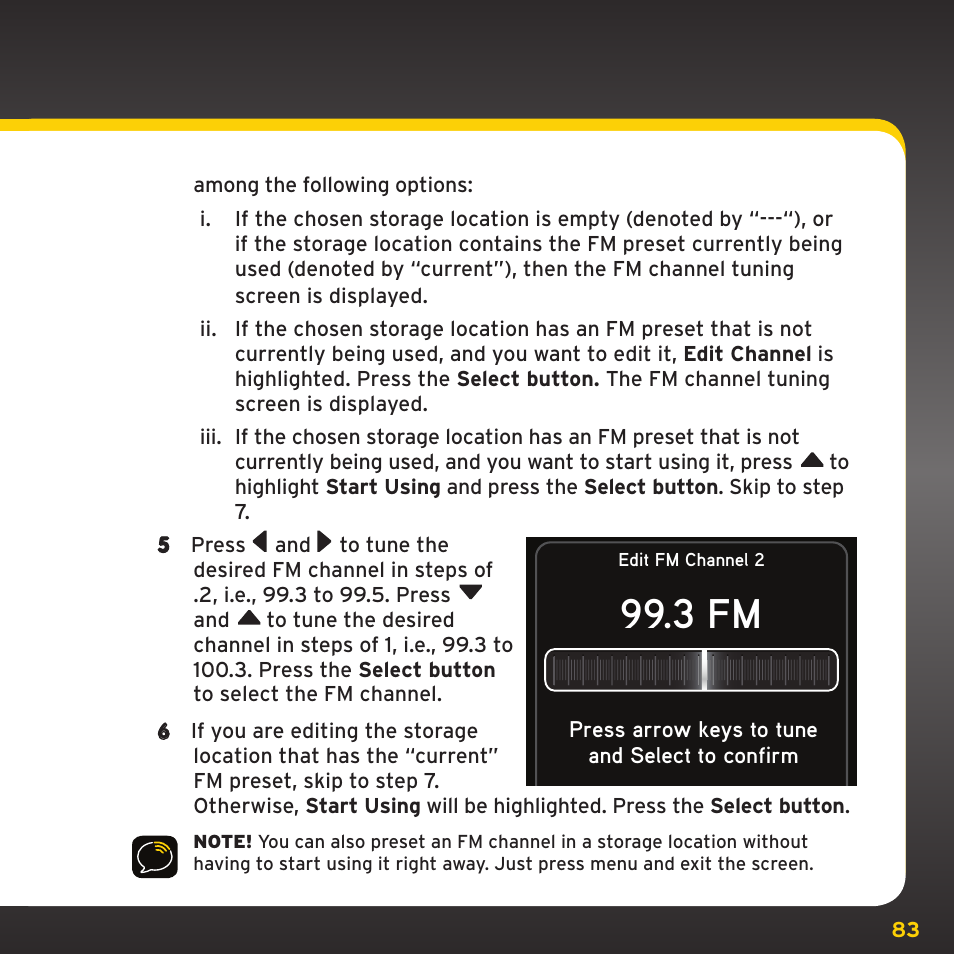 Configuring your onyx, 3 fm | Sirius Satellite Radio TWILIGHT ISP2000 User Manual | Page 83 / 114