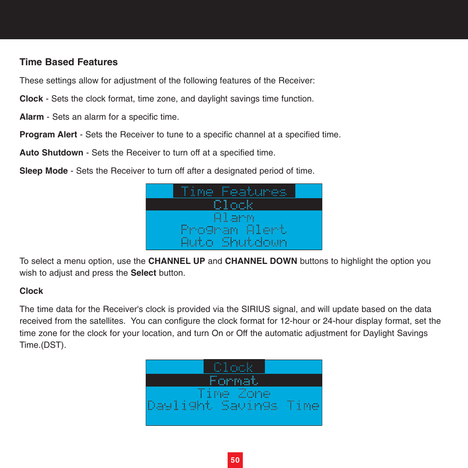 Sirius Satellite Radio XTR8CK User Manual | Page 54 / 68