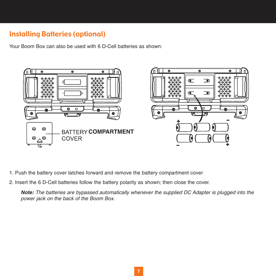 Installing batteries (optional) | Sirius Satellite Radio XS034 User Manual | Page 12 / 20