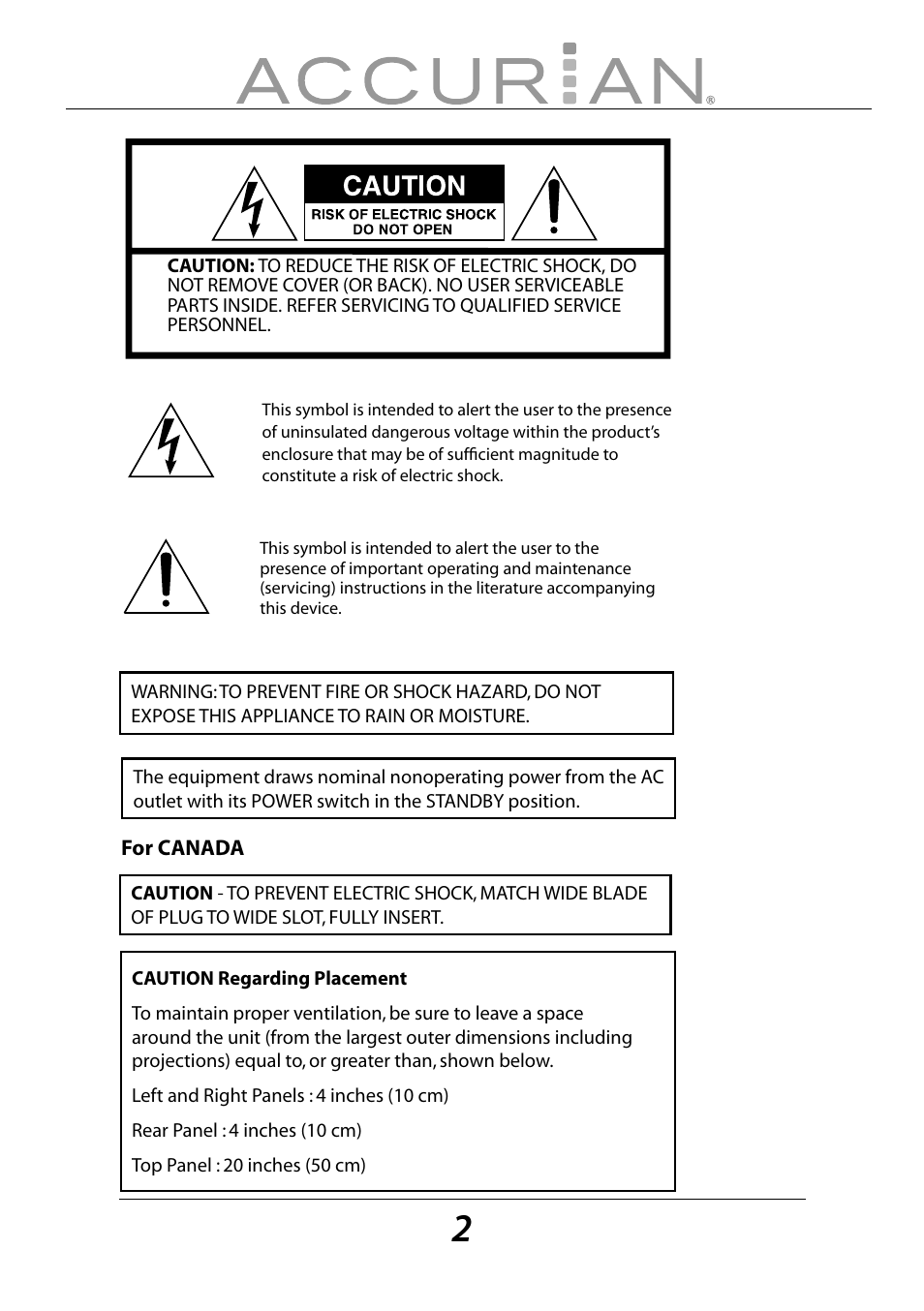 Sirius Satellite Radio ACCURIAN 6.1ch Sirius-Ready A/V Surround Receiver User Manual | Page 2 / 60