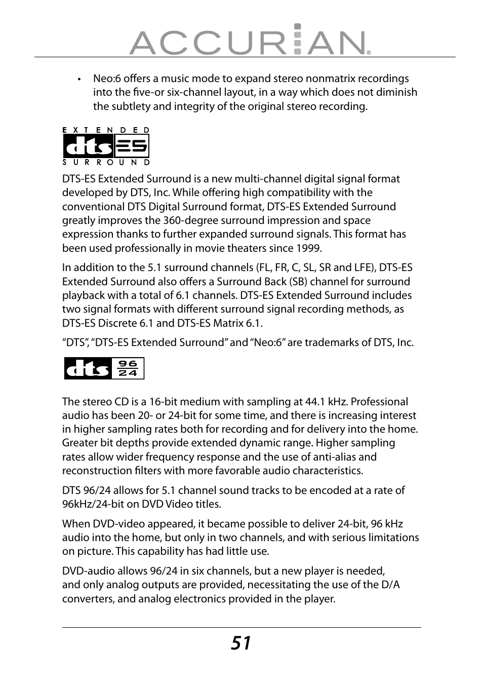 Sirius Satellite Radio ACCURIAN 6.1ch Sirius-Ready A/V Surround Receiver User Manual | Page 51 / 60