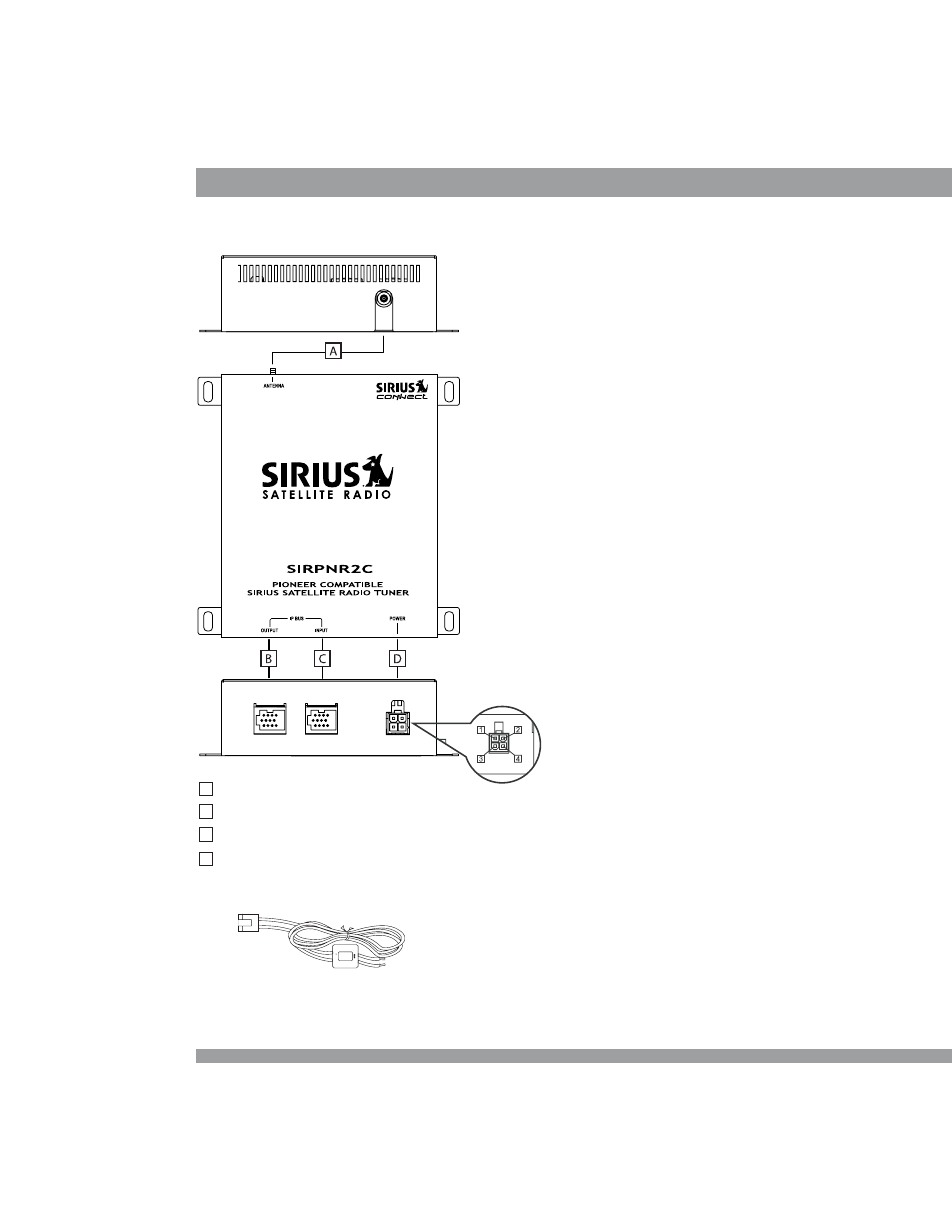 Wiring and cable connections | Sirius Satellite Radio SIRPNR2C User Manual | Page 8 / 14