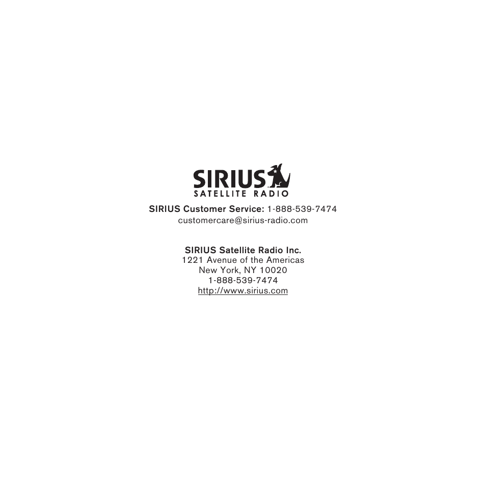 Sirius Satellite Radio SUBX1 User Manual | Page 19 / 20