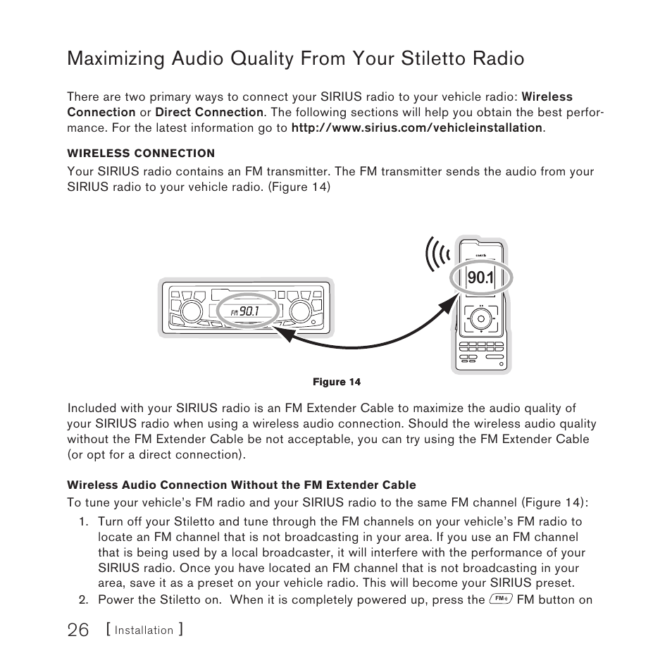 Maximizing audio quality from your stiletto radio | Sirius Satellite Radio Stiletto Vechicle Kit Satellite Radio User Manual | Page 26 / 52
