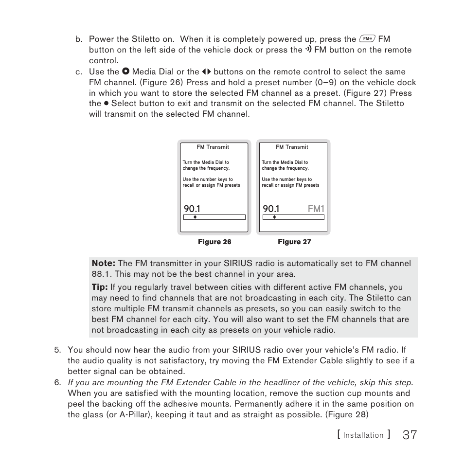 1 fm1 | Sirius Satellite Radio Stiletto Vechicle Kit Satellite Radio User Manual | Page 37 / 52