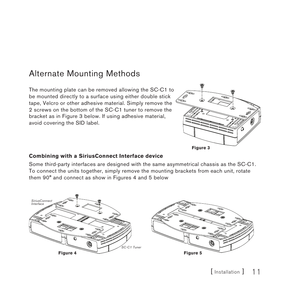 Alternate mounting methods | Sirius Satellite Radio SC-C1M User Manual | Page 11 / 20