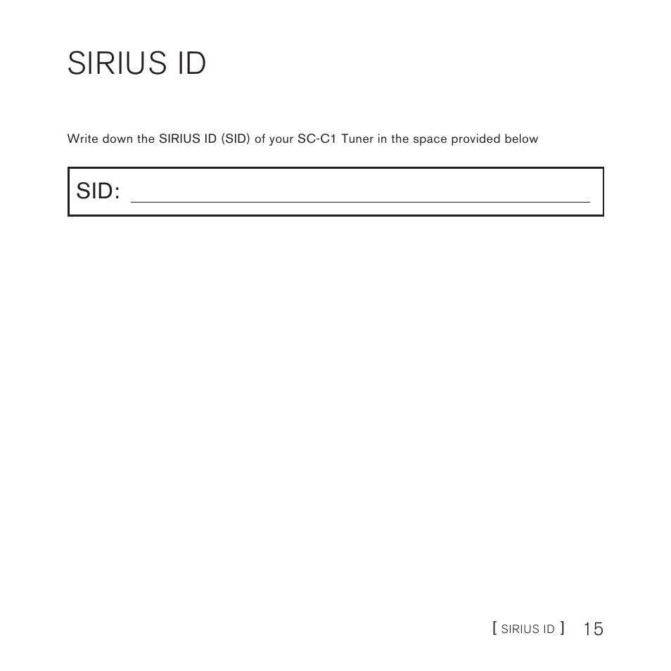 Sirius id | Sirius Satellite Radio SC-C1M User Manual | Page 15 / 20