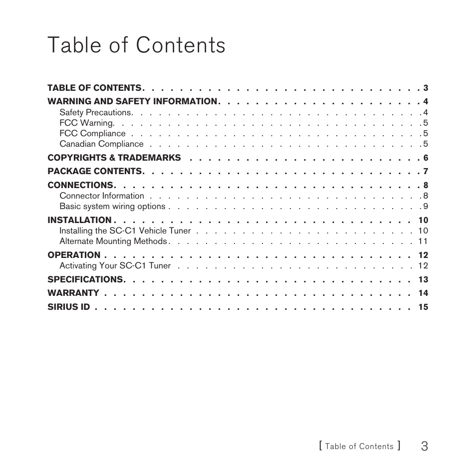 Sirius Satellite Radio SC-C1M User Manual | Page 3 / 20