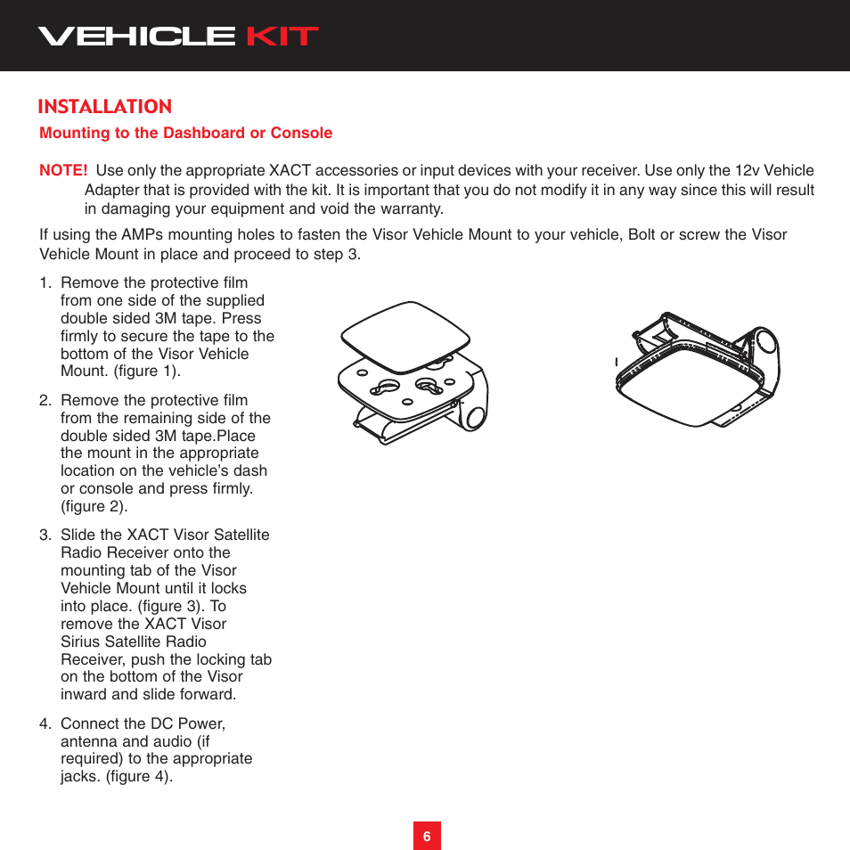 Vehicle kit | Sirius Satellite Radio XS051 User Manual | Page 7 / 16