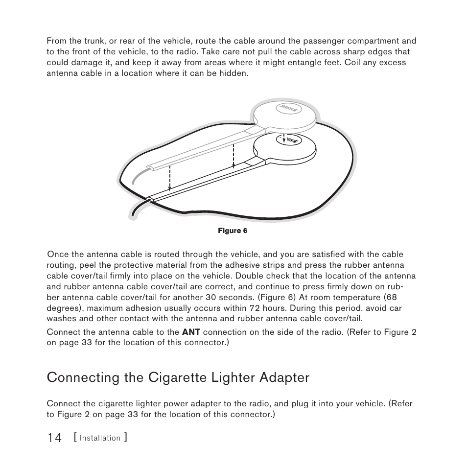 Connecting the cigarette lighter adapter | Sirius Satellite Radio Plug-n-Play User Manual | Page 16 / 60