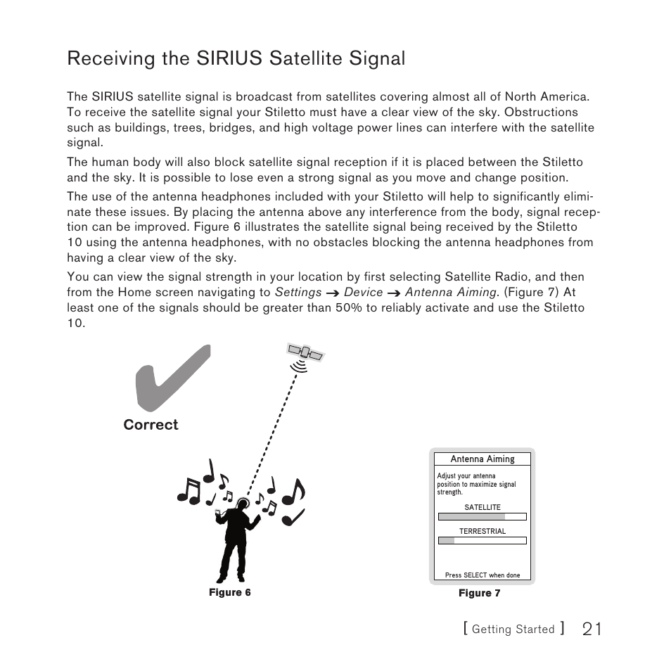 Receiving the sirius satellite signal | Sirius Satellite Radio STILETTO 10 100306B User Manual | Page 23 / 80